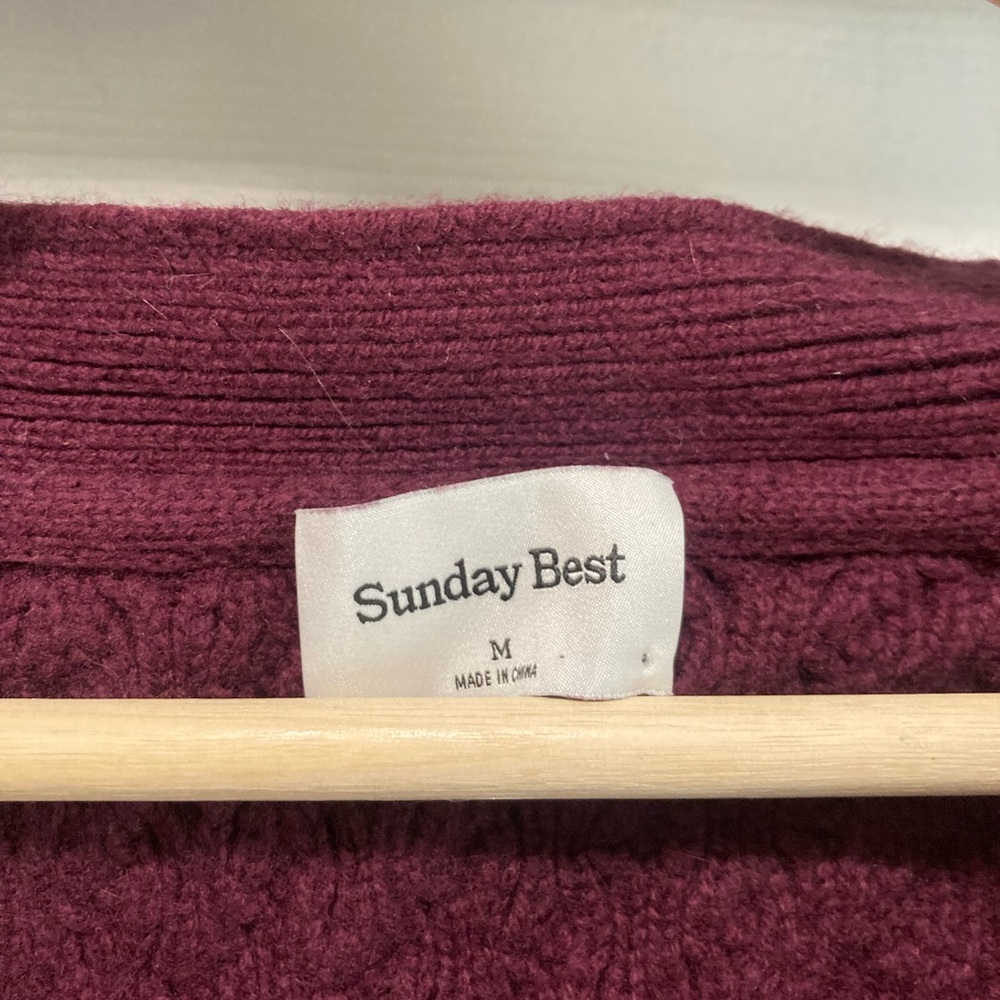 Aritzia Burgundy Cable Knit Cardigan - Picture 10 of 11